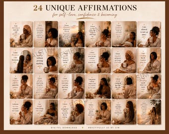 24 Affirmation Cards for Black Women | Self-Love, Confidence, Wellness (Digital Download)