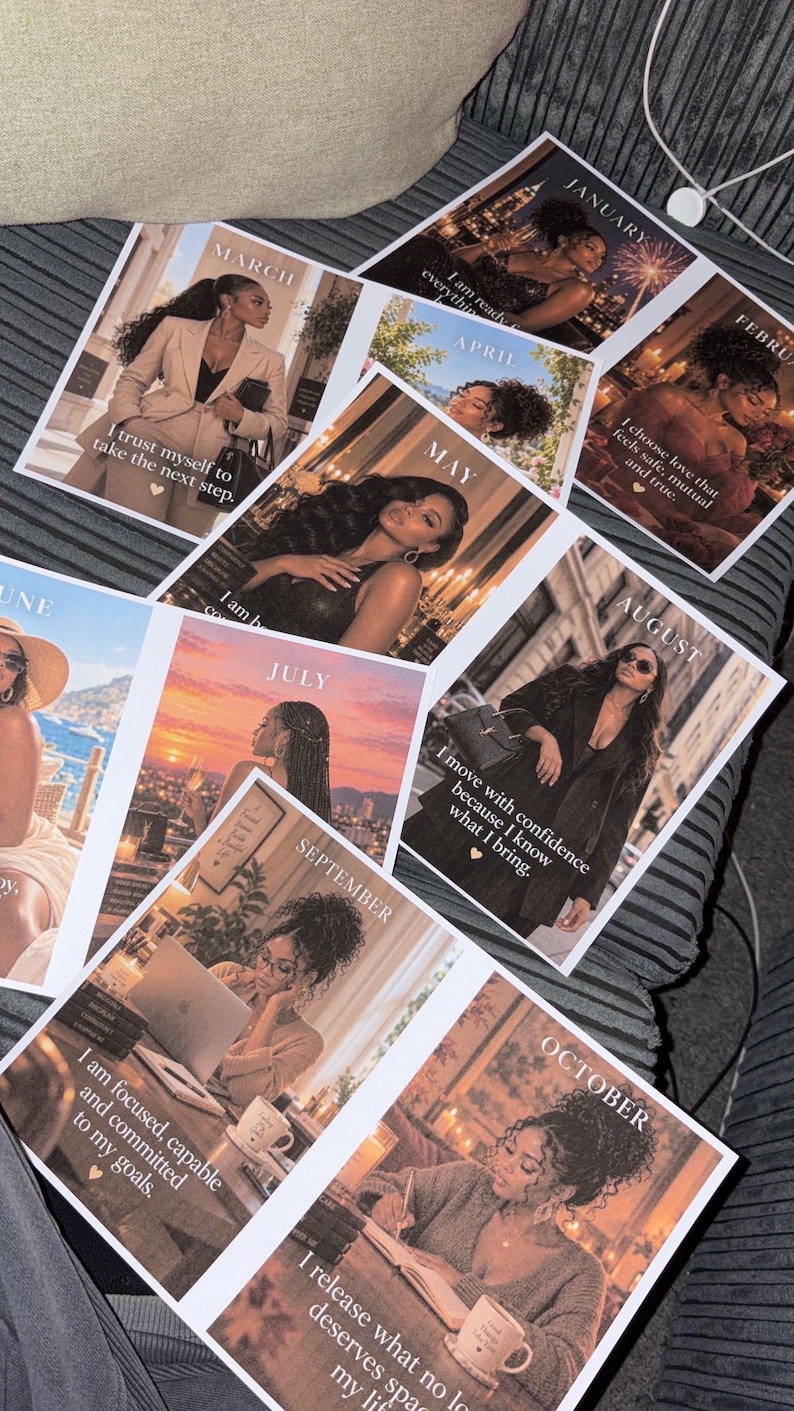 12 Monthly Affirmation Cards for Black Women | 2027 Self Love (digital ...