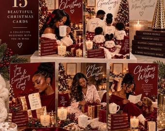 15 Black Women Christmas Cards Bundle | Festive Holiday Greetings (Digital Download)