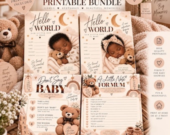 Baby Shower Printable Bundle | 10 Games, Keepsakes, Announcements (Digital Download)