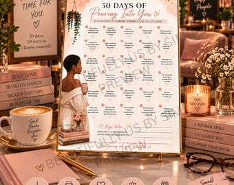 30-Day Self Love Challenge Printable Short Hair | Daily Prompts, Reflection (Digital Download)