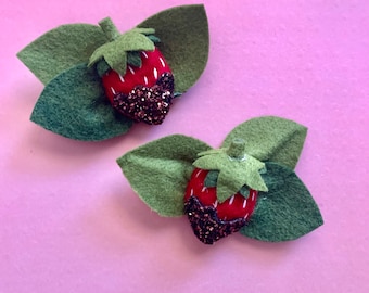 Chocolate strawberry hair clip(s) valentine hair accessories