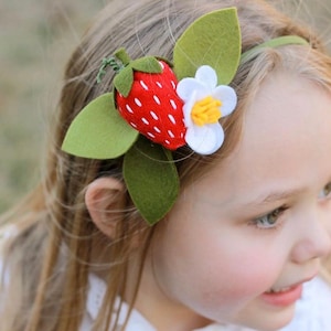 Strawberry hair clip or nylon headband, valentine hair accessories