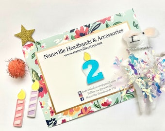 Number Birthday candle hair clip, acrylic clips, barrettes