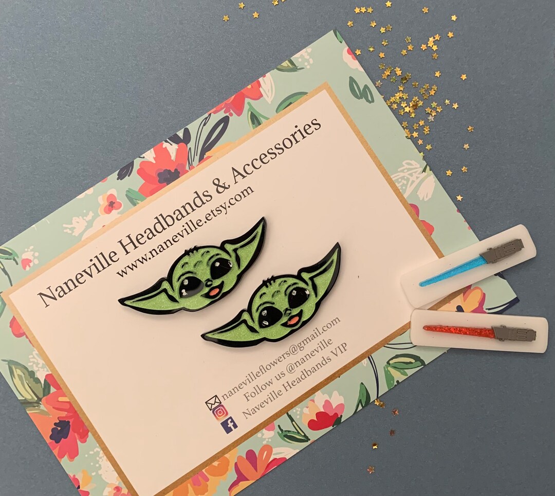 Baby Yoda Hair Clips, Star Wars, Dart Vader Saber Acrylic Hair Clips Etsy