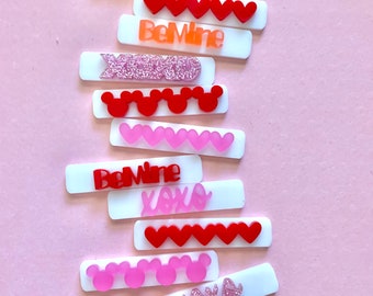 Valentine Acrylic bar, hair clips, valentine hair accessories