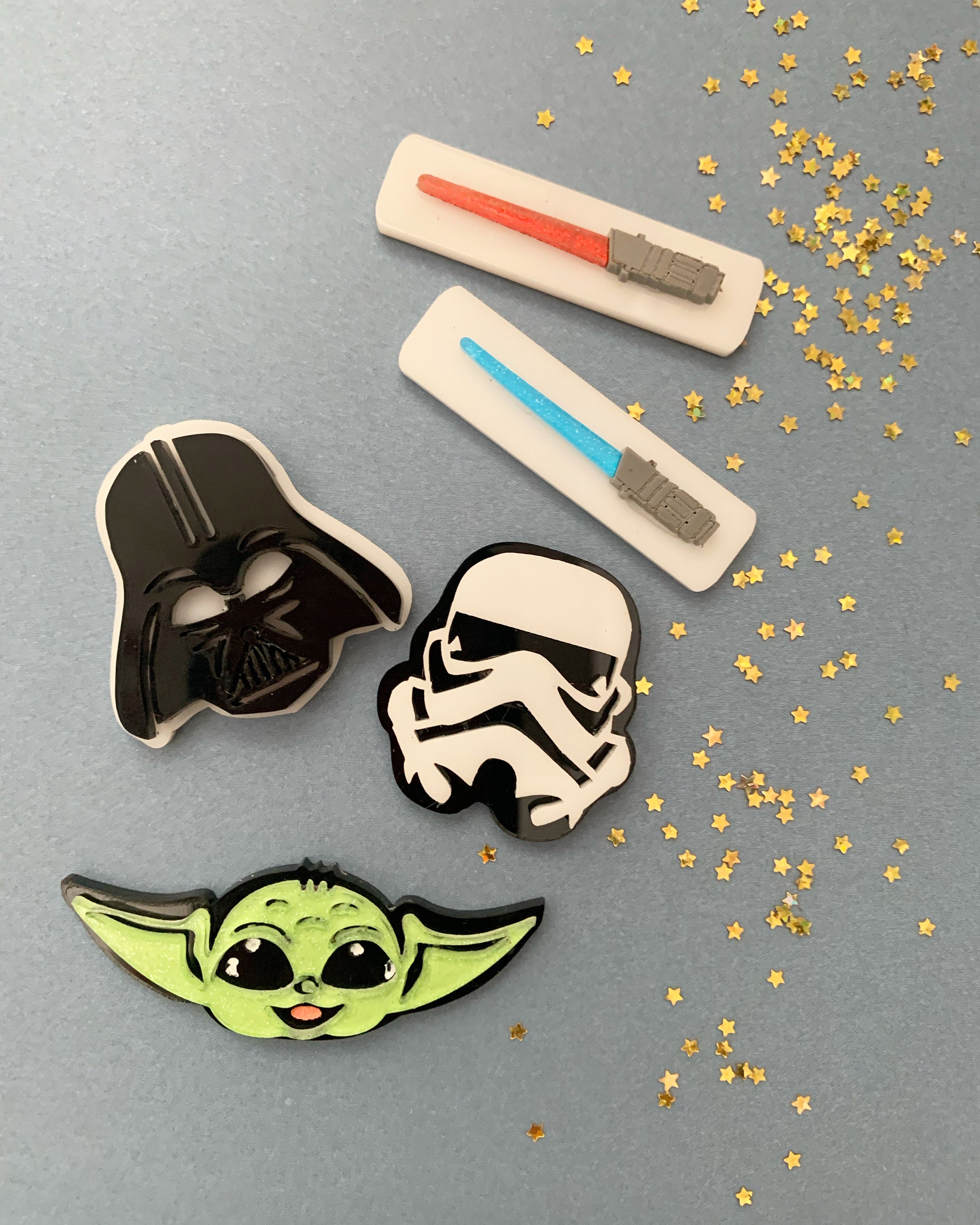 Baby Yoda Hair Clips Star Wars Dart Vader Saber Acrylic Hair Etsy