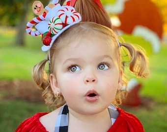 Cindy Lou Who tea set headband, nylon, alligator clip or standard headband