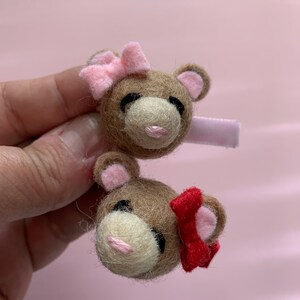 Teddy felt ball clip or nylon headband