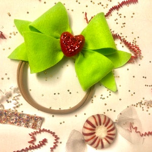 The Grinch bow headband or clip