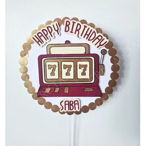 Casino Personalized Party Decorations | CakeTopper | Slot Machine