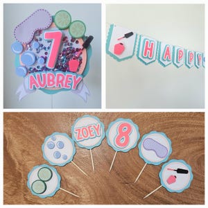 Spa Party Decorations - Spa Shaker Cake Topper, Cupcake Toppers, Banner - Spa Birthday | Pamper Party