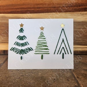 Embroidered Christmas Tree Card - Holiday Card | X-Mas | Blank Card | Christmas Card
