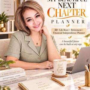 May include: A spiral-bound planner with the text Plan Focus Progress Live Well, a white mug with gold text Good Plans Brighter Days, and a stack of books titled A More Focused You, Intentional Living, and Success Habits on a marble surface.