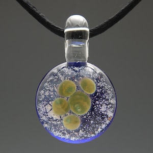 Cremation Jewelry - Hand Blown Glass Green Pawprint Pendant