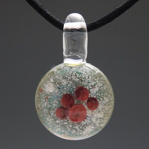 Cremation Jewelry - Hand Blown Glass Red Pawprint Pendant