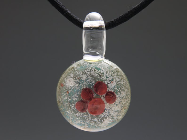 Cremation Jewelry Hand Blown Glass Red Pawprint Pendant Etsy