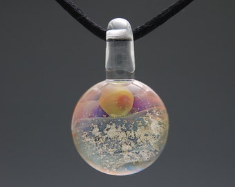 Cremation Jewelry - Hand Blown Glass Sunrise Pendant