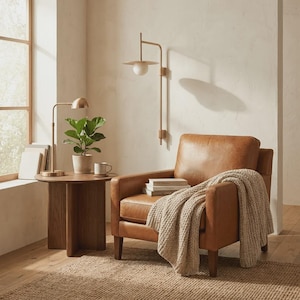 Nivara Long Arm Alabaster Wall Sconce, Spanish Stone, Brass Fixture, Modern Lighting