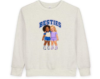 „Besties“-Sweatshirt für Kleinkinder, Kinder-Sweatshirt mit Rundhalsausschnitt, süßes Geschenk für kleine Mädchen