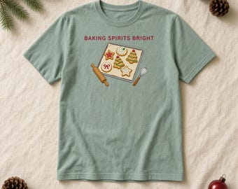 Baking Spirits Ljus T-shirt, Julkaka Bakning T-shirt, Komfortfärger