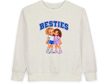 „Besties“-Sweatshirt für Kleinkinder, Kinder-Sweatshirt mit Rundhalsausschnitt, süßes Geschenk für kleine Mädchen