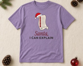 Jultomten Jag Kan Förklara T-shirt, Rolig Stygg Lista Jult-T-shirt, Komfortfärger