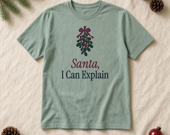 Jultomten Jag kan förklara T-shirt, rolig mistel jult-shirt, komfortfärger