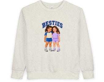 „Besties“-Sweatshirt für Kleinkinder, Kinder-Sweatshirt mit Rundhalsausschnitt, süßes Geschenk für kleine Mädchen