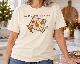 Camiseta "Baking Spirits Bright", Camiseta de Natal para Assar Biscoitos, Comfort Colors