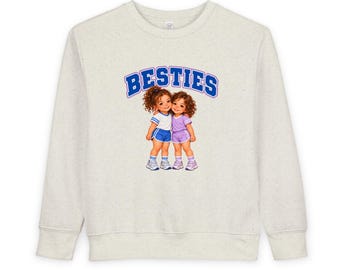 „Besties“-Sweatshirt für Kleinkinder, Kinder-Sweatshirt mit Rundhalsausschnitt, süßes Geschenk für kleine Mädchen