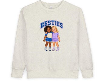 „Besties“-Sweatshirt für Kleinkinder, Kinder-Sweatshirt mit Rundhalsausschnitt, süßes Geschenk für kleine Mädchen