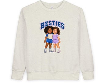 „Besties“-Sweatshirt für Kleinkinder, Kinder-Sweatshirt mit Rundhalsausschnitt, süßes Geschenk für kleine Mädchen