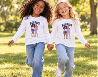 Besties Youth Long Sleeve Shirt, Best Friends Kids Tee, Matching Bestie Gift for Girls