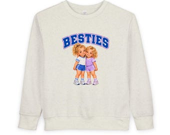 „Besties“-Sweatshirt für Kleinkinder, Kinder-Sweatshirt mit Rundhalsausschnitt, süßes Geschenk für kleine Mädchen