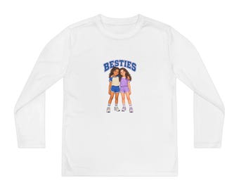 Besties Youth Long Sleeve Shirt, Best Friends Kids Tee, Matching Bestie Gift for Girls