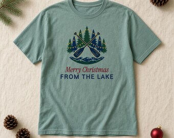 God Jul Från Sjön-T-shirt, Paddles and Pines-T-shirt, Komfortfärger