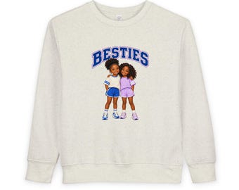 „Besties“-Sweatshirt für Kleinkinder, Kinder-Sweatshirt mit Rundhalsausschnitt, süßes Geschenk für kleine Mädchen