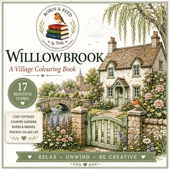 Willowbrook Village Colouring Book Digital Download | Cosy Cottage Adult