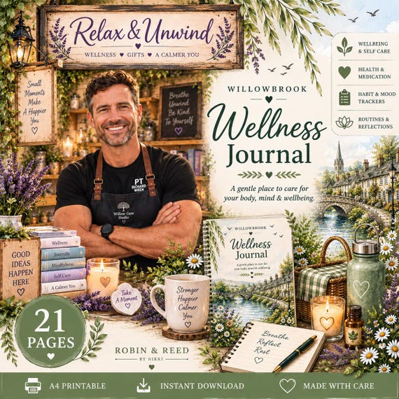 Full Wellness Journal | A4 Self-Care, Habit, Health Tracker (Digital Download)