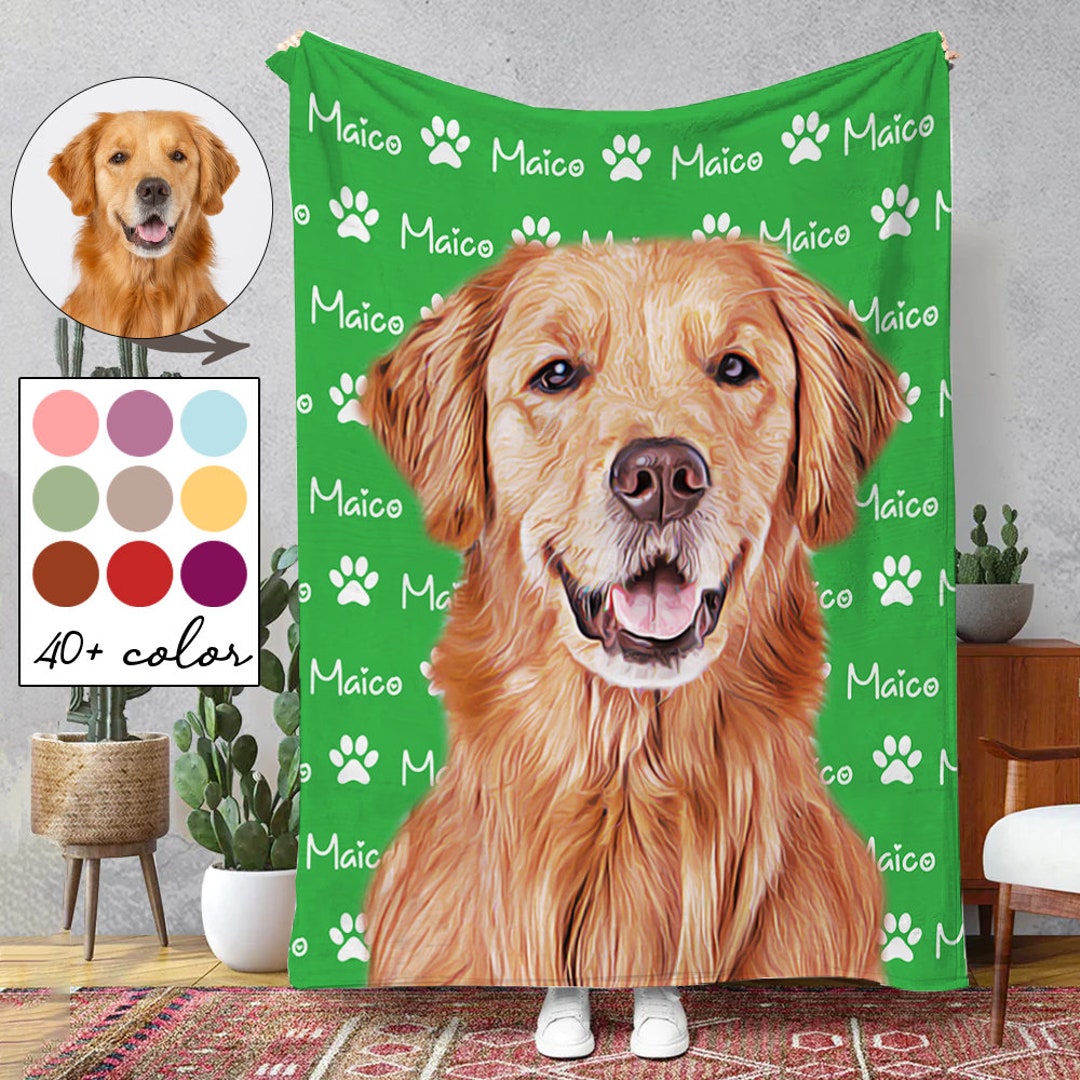 Custom Pet Blanket, Personalized Dog Blanket, Using Pet Photo & Name