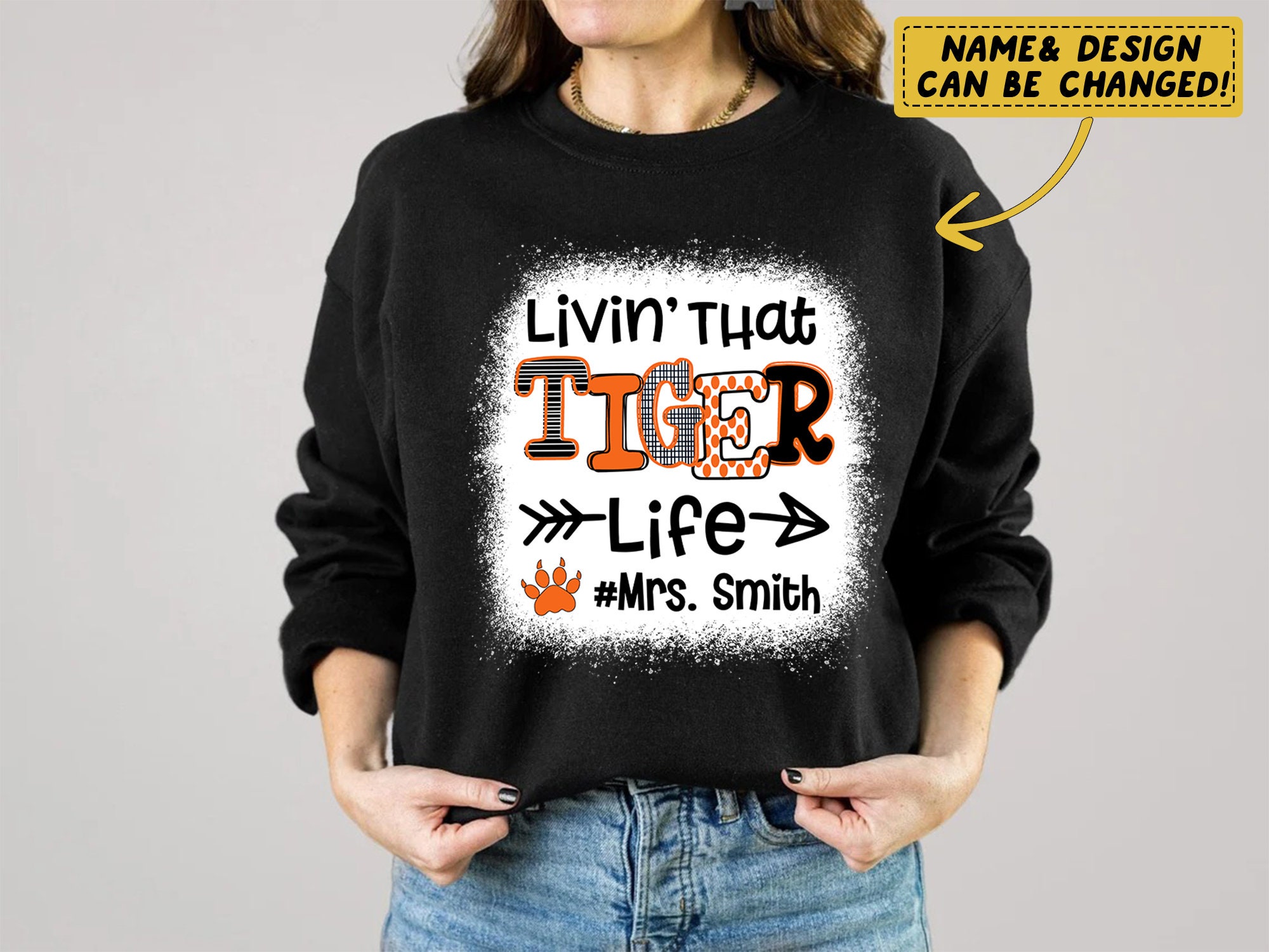 Unisex Tiger Life Tigers Bleached Sweatshirt or Hoodie. 