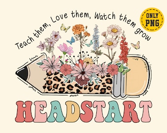 Head Start PNG, Retro Lehrer Shirt Png, Lehrer Png, Zurück zur Schule Png Shirt, Erster Tag Der Schule, Retro Schule Vibes Png, Lehrer Png Datei