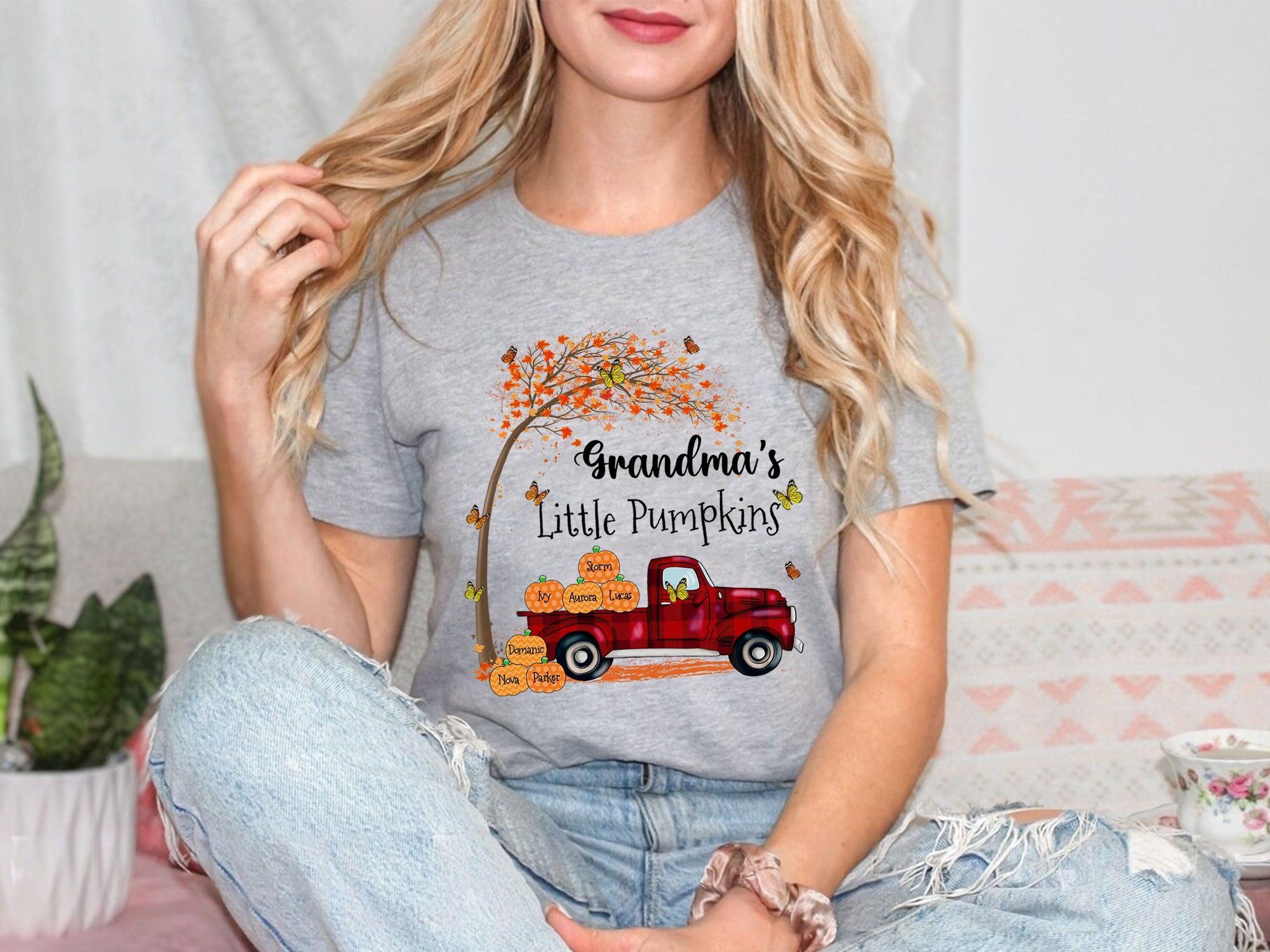 Discover Grandma's Little Pumpkin Shirt, Grandma Halloween Shirt, Grandma Tree Fall Shirt, Nana Mimi Shirt For Halloween, Grandma Pumpkin Truck Shirt