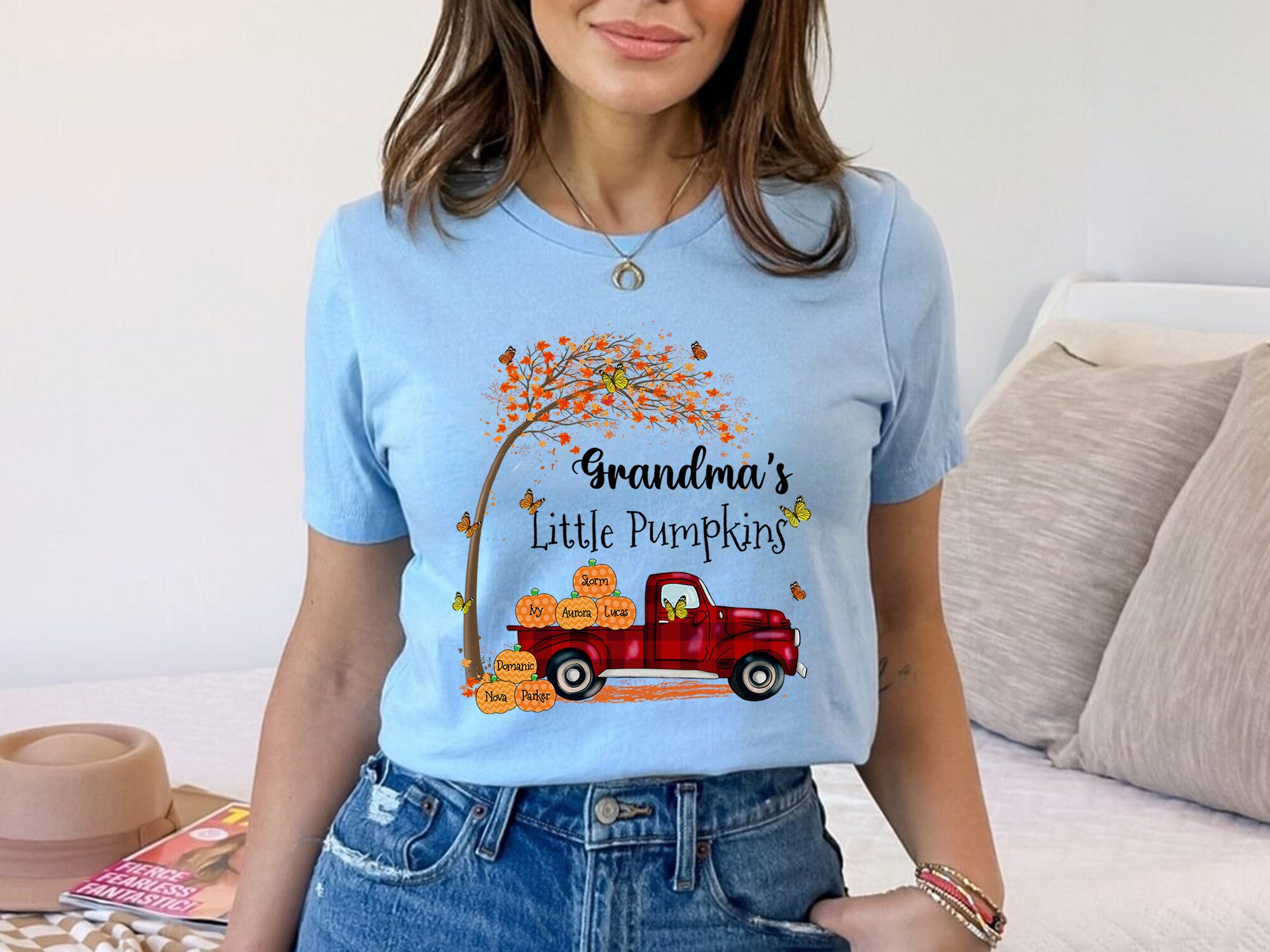 Discover Grandma's Little Pumpkin Shirt, Grandma Halloween Shirt, Grandma Tree Fall Shirt, Nana Mimi Shirt For Halloween, Grandma Pumpkin Truck Shirt