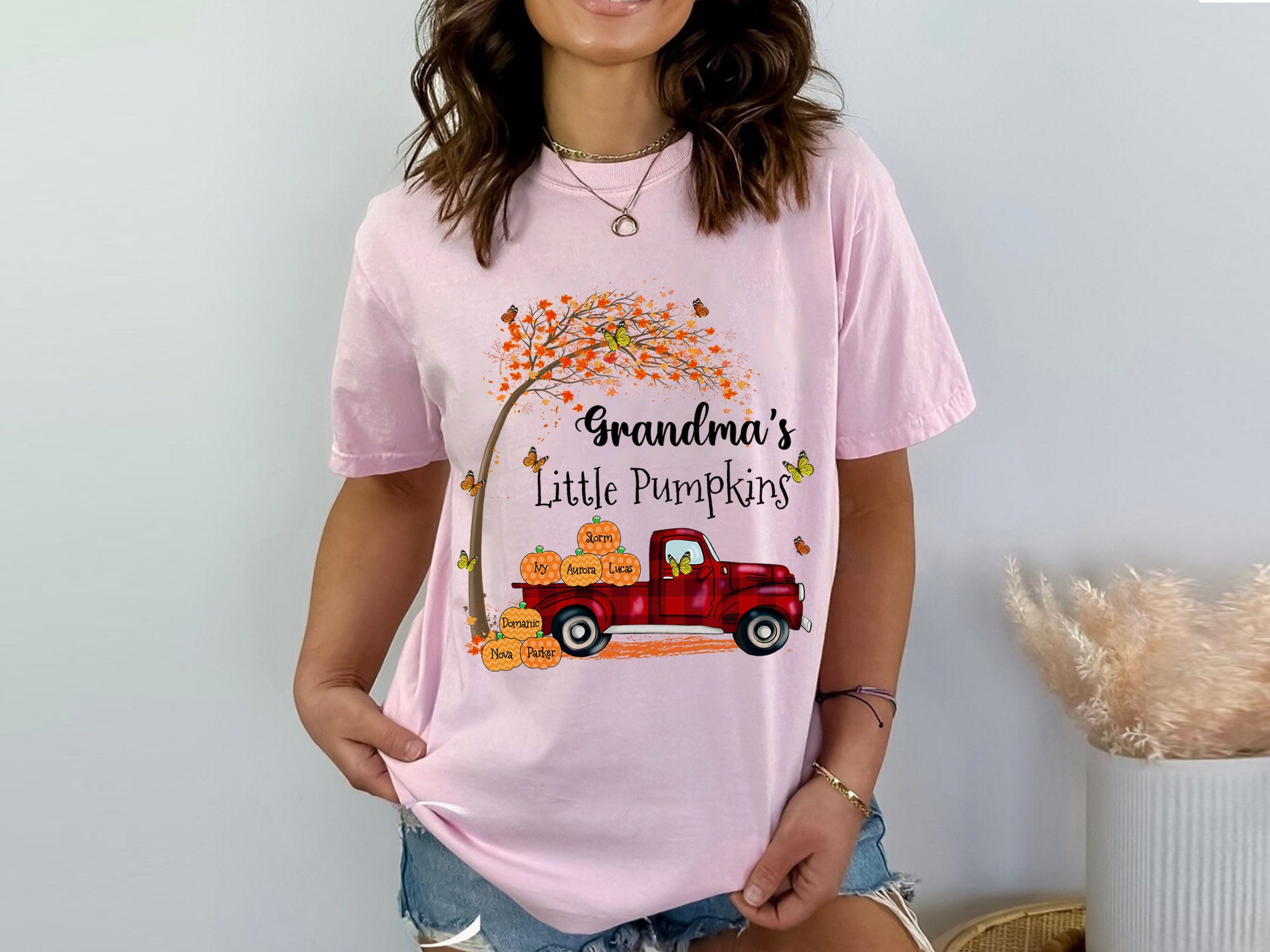 Discover Grandma's Little Pumpkin Shirt, Grandma Halloween Shirt, Grandma Tree Fall Shirt, Nana Mimi Shirt For Halloween, Grandma Pumpkin Truck Shirt