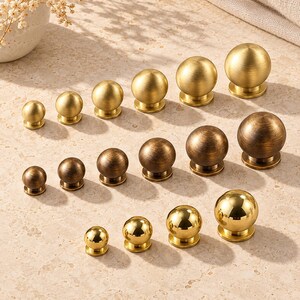 Round Ball Cabinet Knobs in Brushed Gold, Antique Bronze or Polished Gold, Small Drawer and Cupboard Hardware