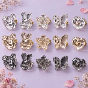 Decorative Cabinet Knobs, Bear, Rabbit, Star, Butterfly and Heart, Clear, Champagne or Smoke Gray