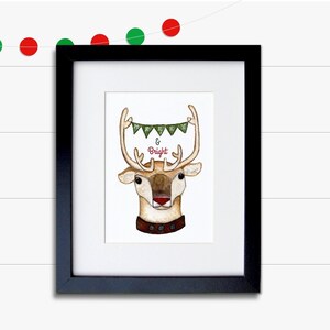 Reindeer Christmas Print Merry and Bright DIY Holiday Decor image 2