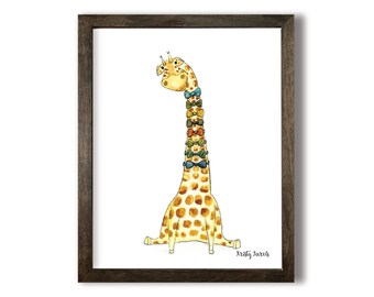 Watercolor Giraffe with Bow Ties - Dapper Nursery Art Print | INSTANT DOWNLOAD PRINTABLE